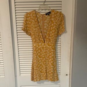 Lulu's Mustard Floral Mini Dress